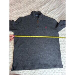 Polo Ralph Lauren Sweater Mens Size L Charcoal Gray Quarter Zip Pink